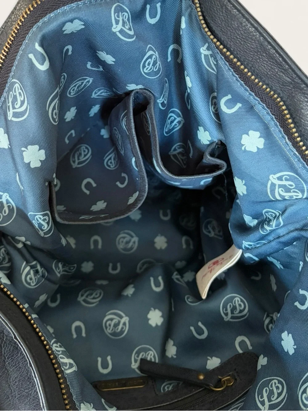 Lucky Brand Black Leather Tote with Brown Straps